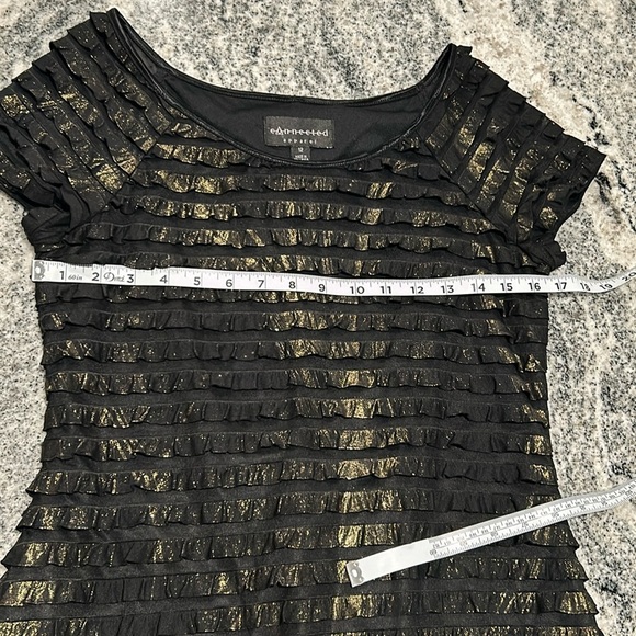 Connected apparel, Size 12 black and gold frills dress with built in slip. - Picture 7 of 11